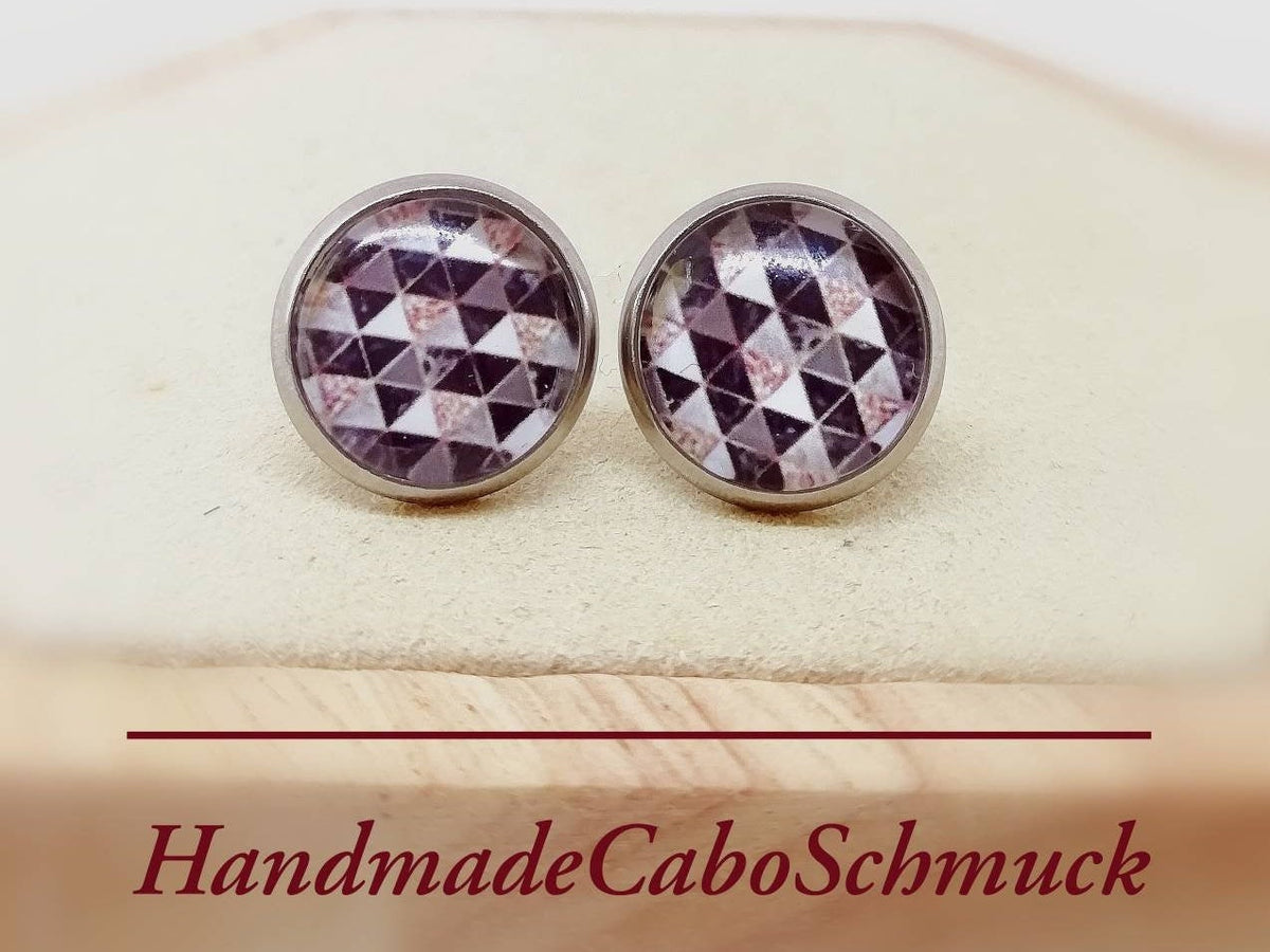Ohrringe „Geometrisches Muster Schwarz Weiß“ – 12 mm