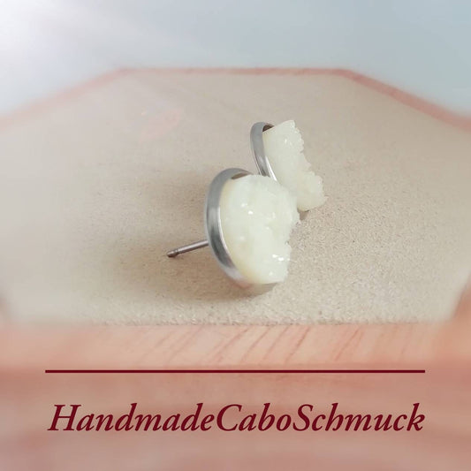 Ohrringe „Druzy Weiß Beige Glitzer“ – 12 mm
