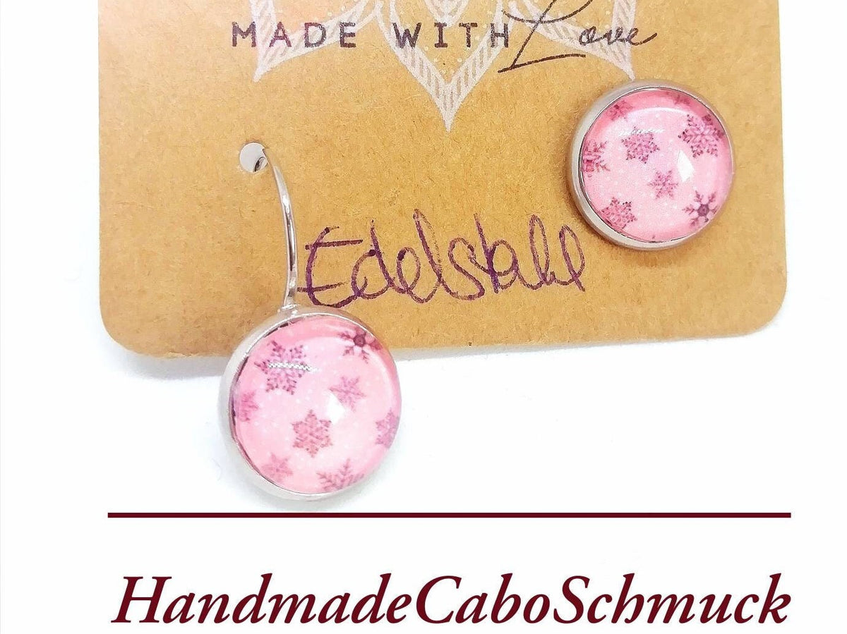 Ohrringe „Schneeflocken Rosa Schwarz“