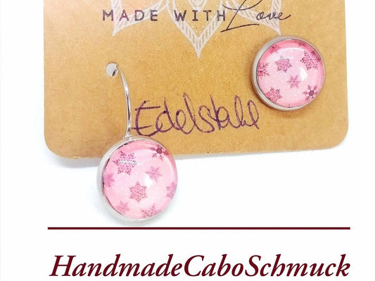 Ohrringe „Schneeflocken Rosa Schwarz“