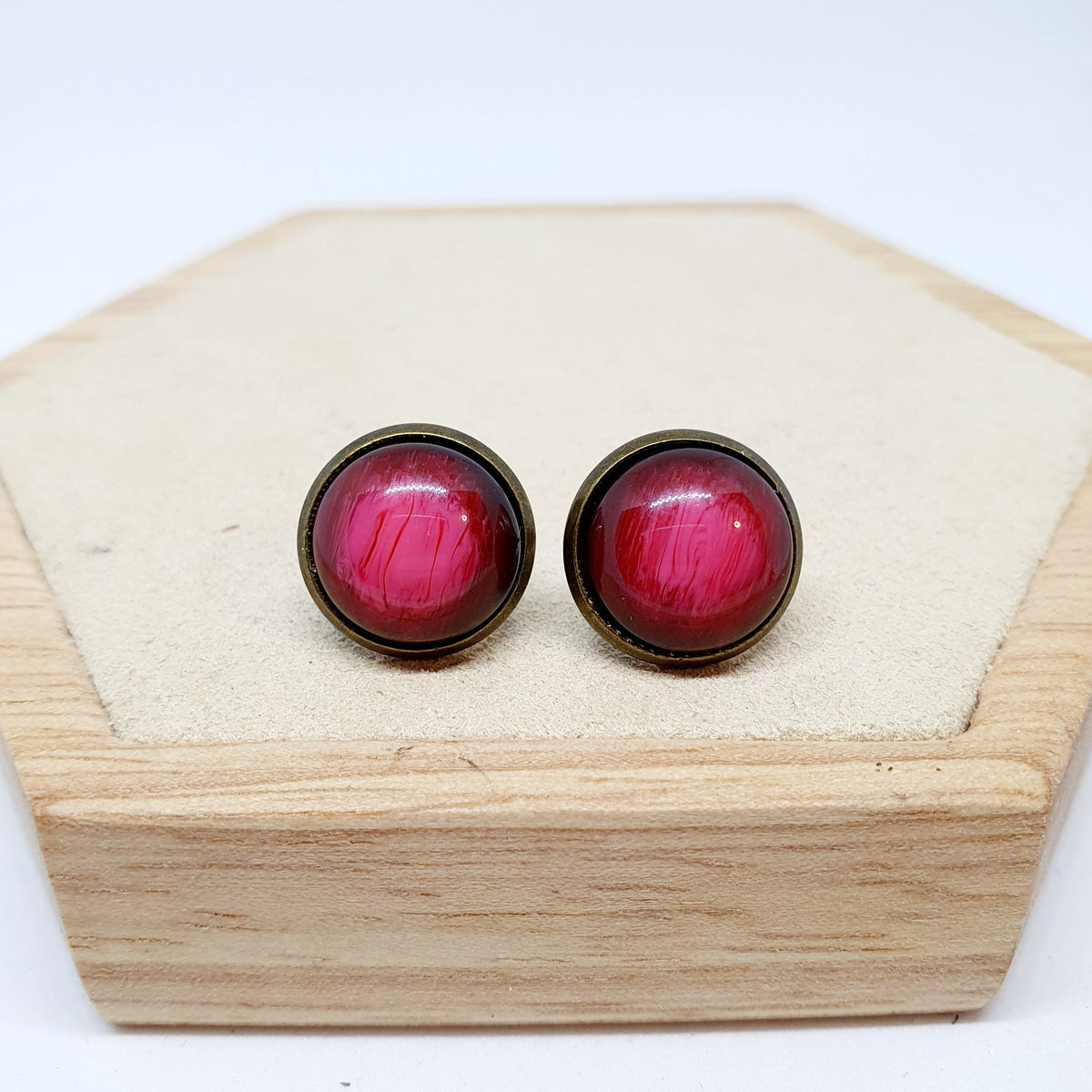 Ohrringe „Rot Weinrot Dunkelrot“ – 12 mm
