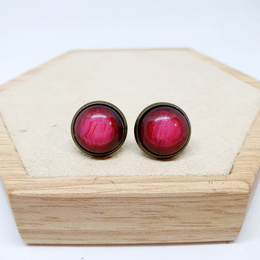 Ohrringe „Rot Weinrot Dunkelrot“ – 12 mm