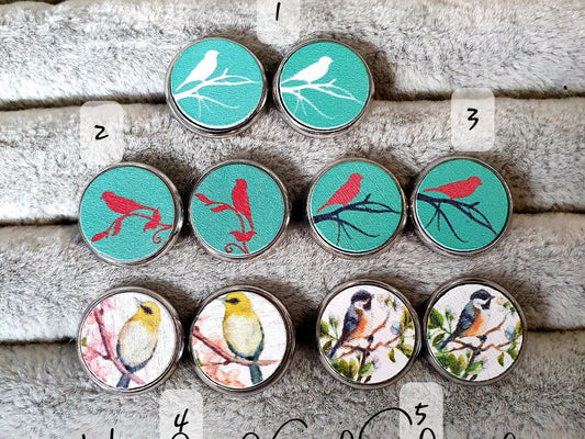 Ohrringe „Holzcabochon Vogelmotiv Vögel“ – 12 mm