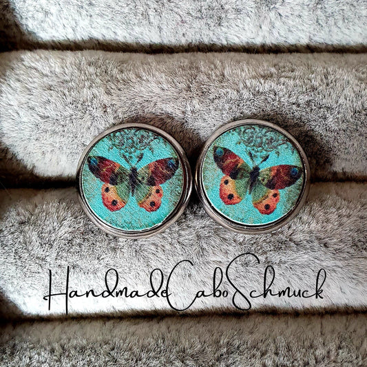 Ohrringe „Holzcabochon Schmetterling“ – 12 mm