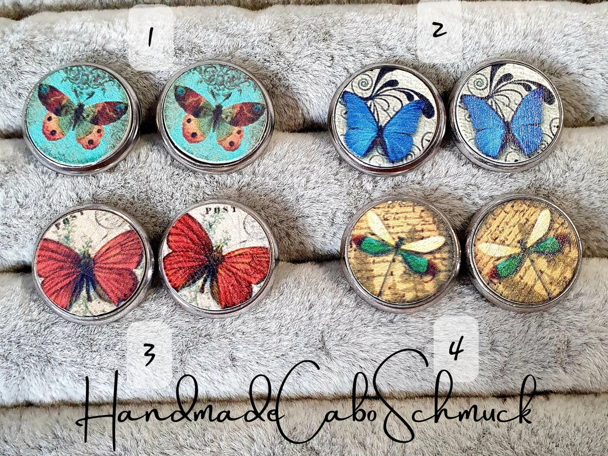 Ohrringe „Holzcabochon Schmetterling“ – 12 mm