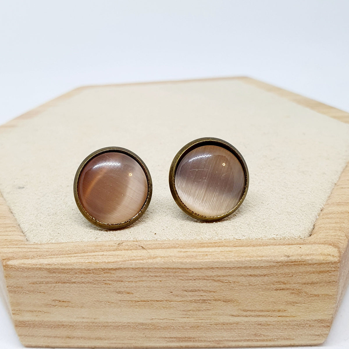 Ohrringe „Cateye Lachs Acpricot“ – 12 mm