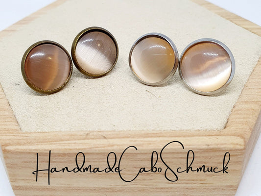 Ohrringe „Cateye Lachs Acpricot“ – 12 mm