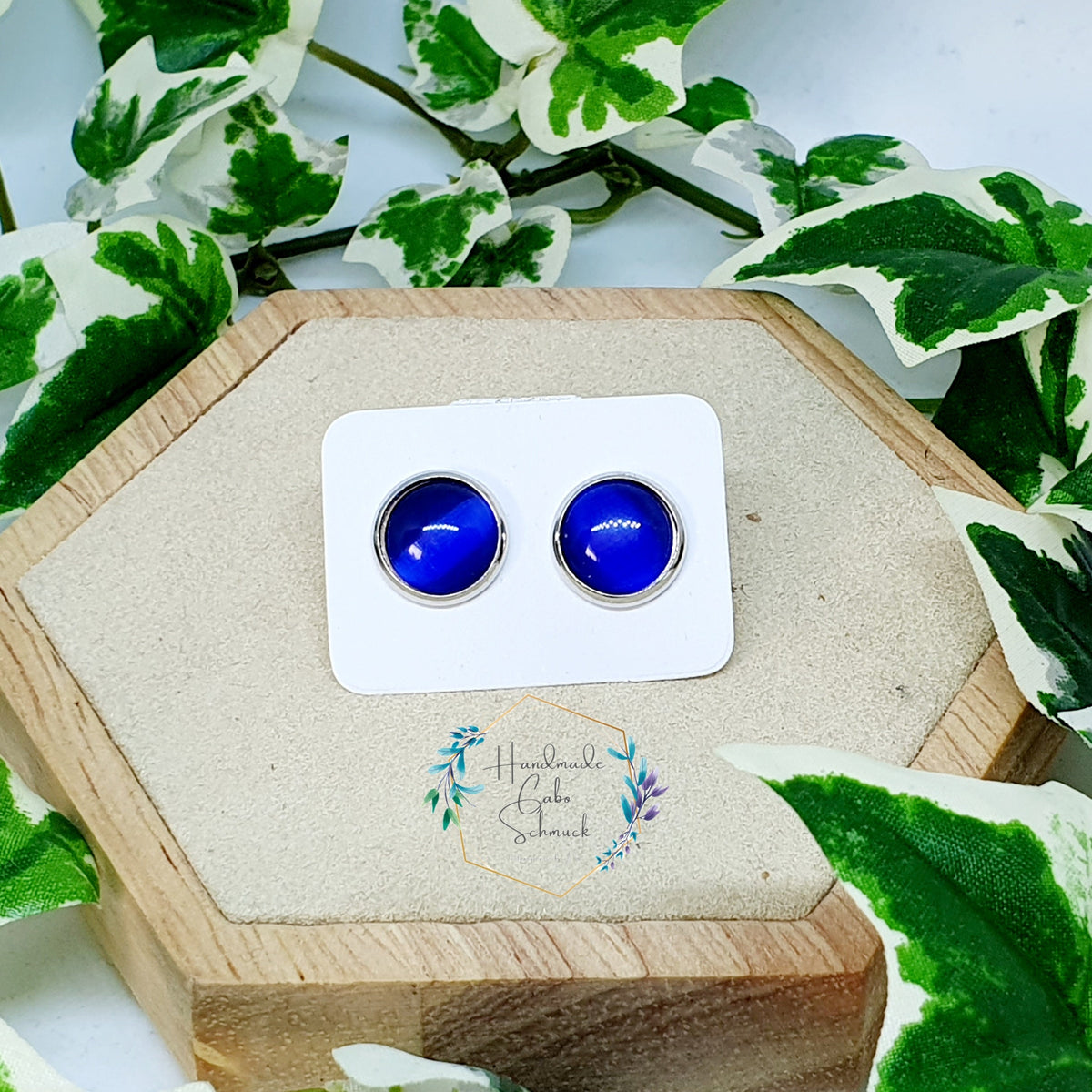 Ohrringe „Cateye Blau“ – 10 mm