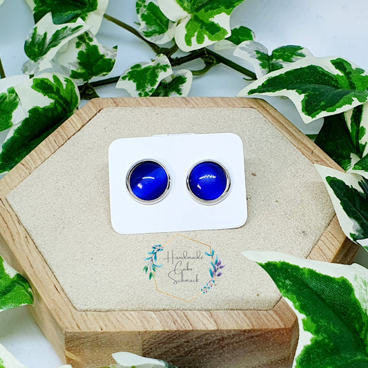 Ohrringe „Cateye Blau“ – 10 mm