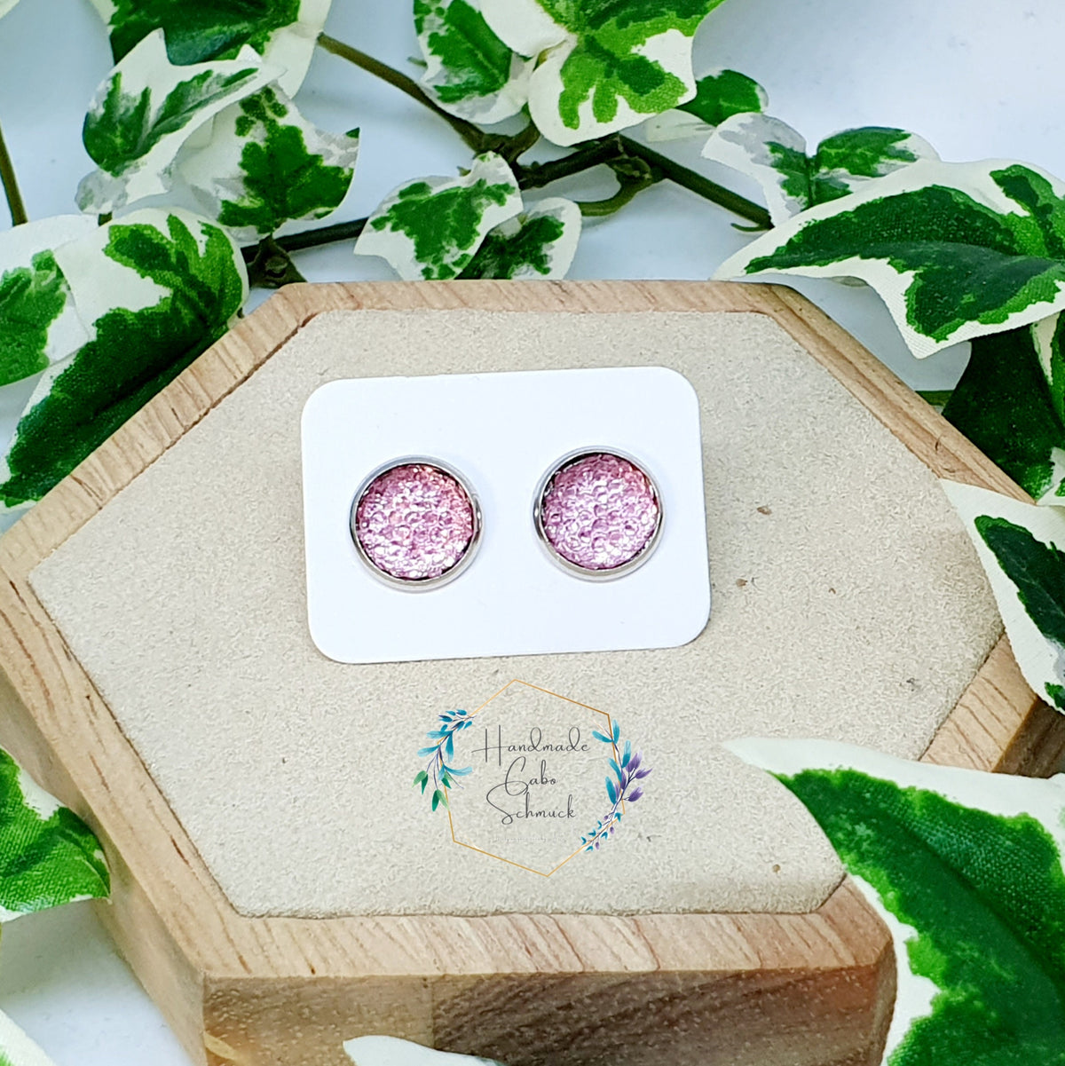 Ohrringe „Glitzer Pink Rosa Champagner“ – 10 mm