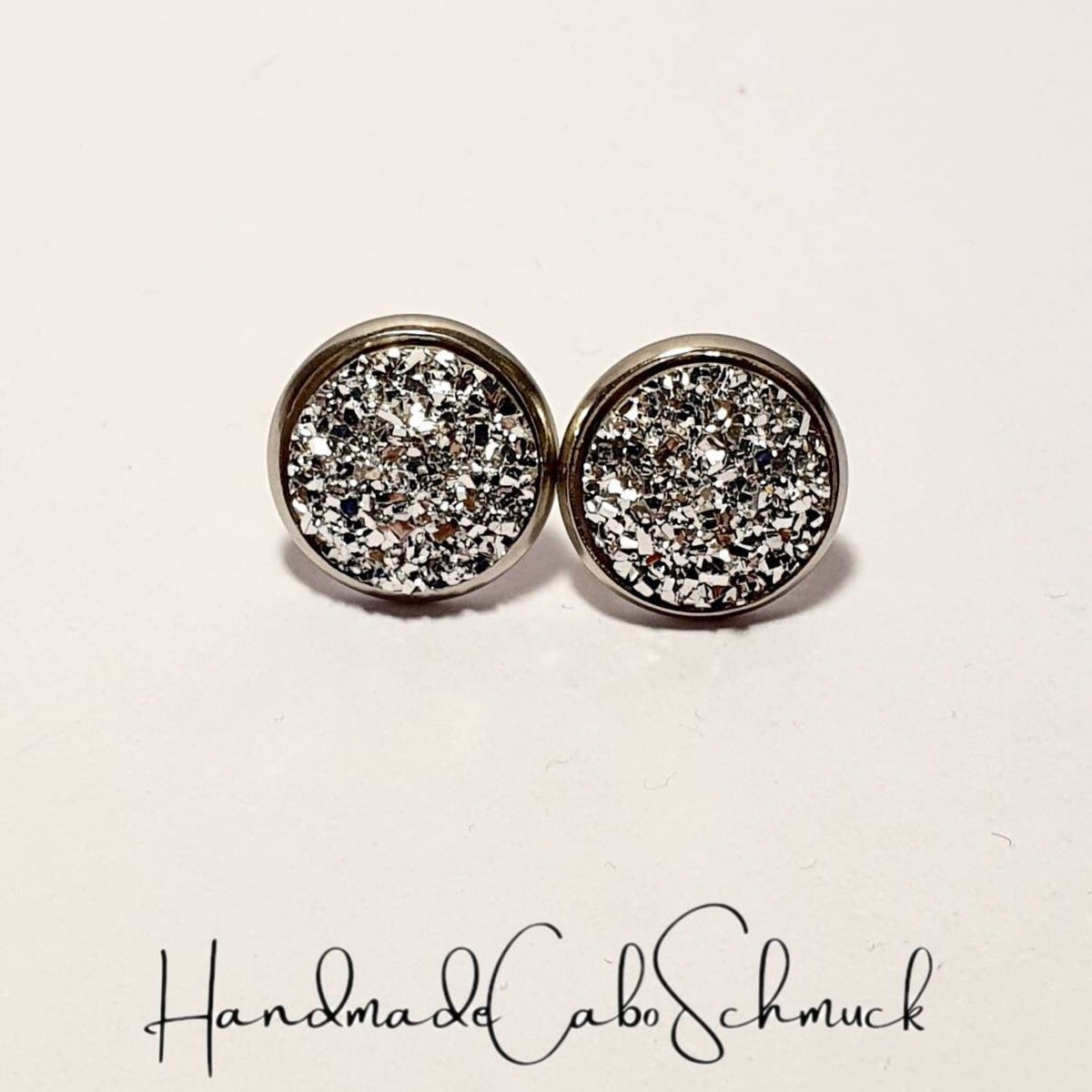 Ohrringe „Druzy Silber“ – 12 mm