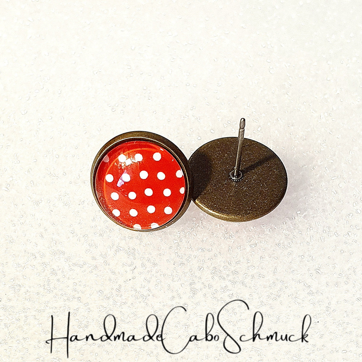 Ohrringe „Punkte Dots Rot Weiß“ – 12 mm