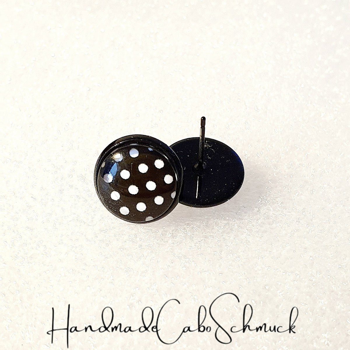 Ohrringe „Punkte Dots Schwarz Weiß“ – 12 mm