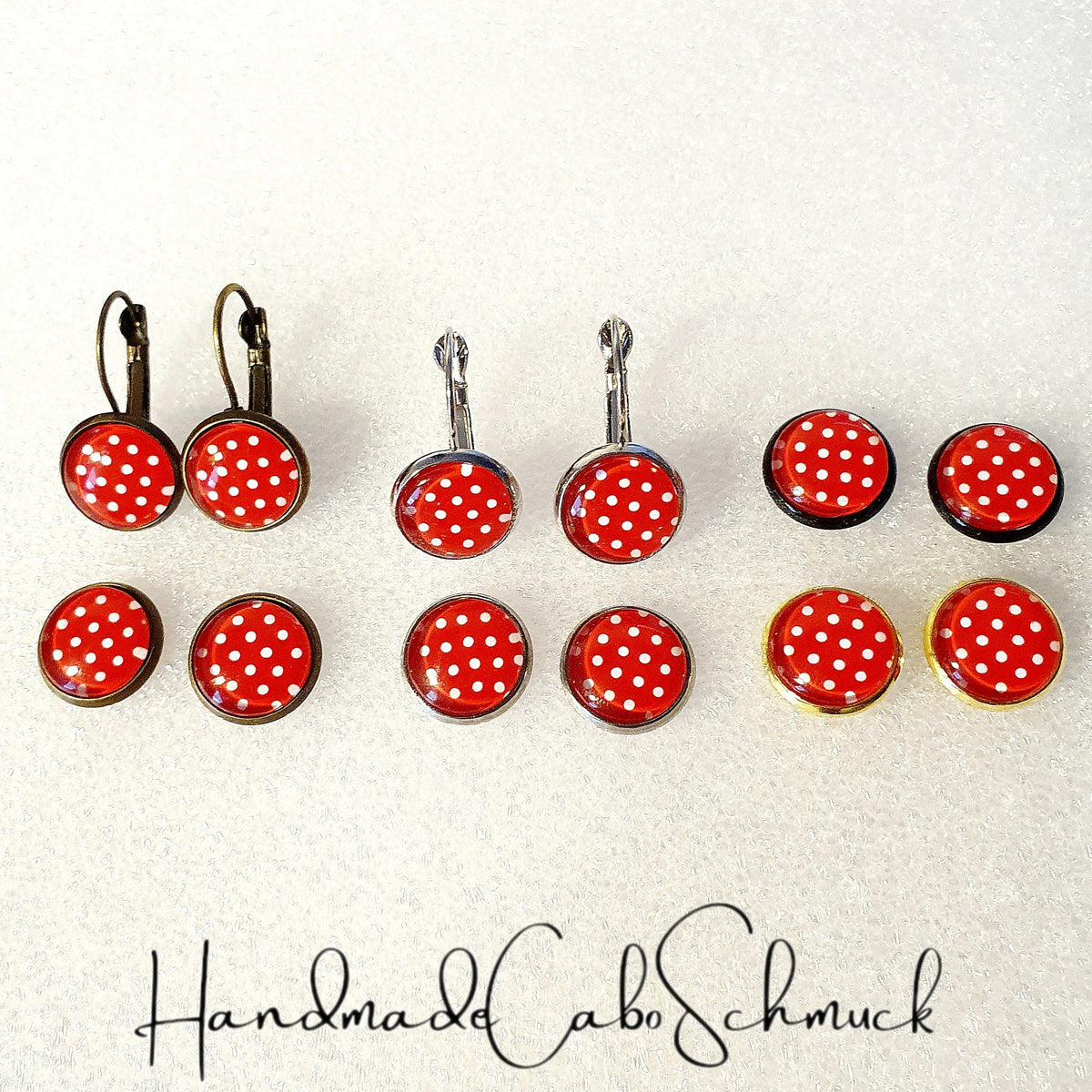 Ohrringe „Punkte Dots Rot Weiß“ – 12 mm