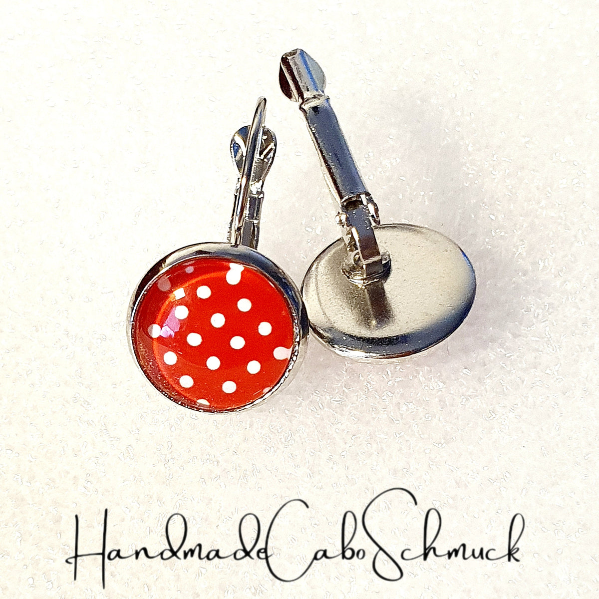 Ohrringe „Punkte Dots Rot Weiß“ – 12 mm