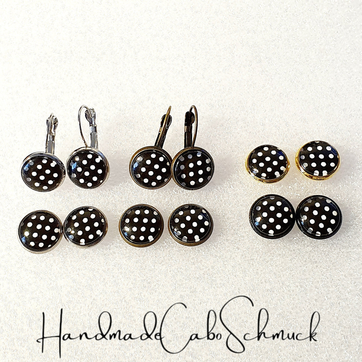 Ohrringe „Punkte Dots Schwarz Weiß“ – 12 mm