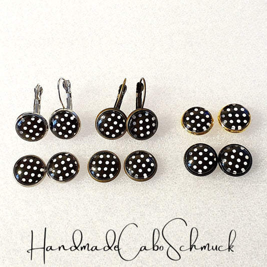 Ohrringe „Punkte Dots Schwarz Weiß“ – 12 mm