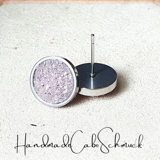Ohrringe „Druzy Rosa“ – 10 mm