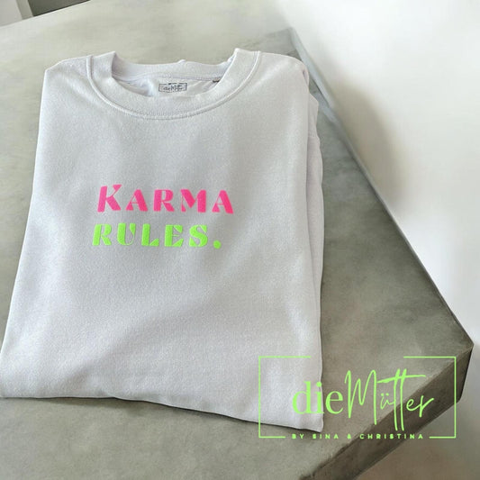 Statement-Sweatshirt „Karma rules“ – Lavendel