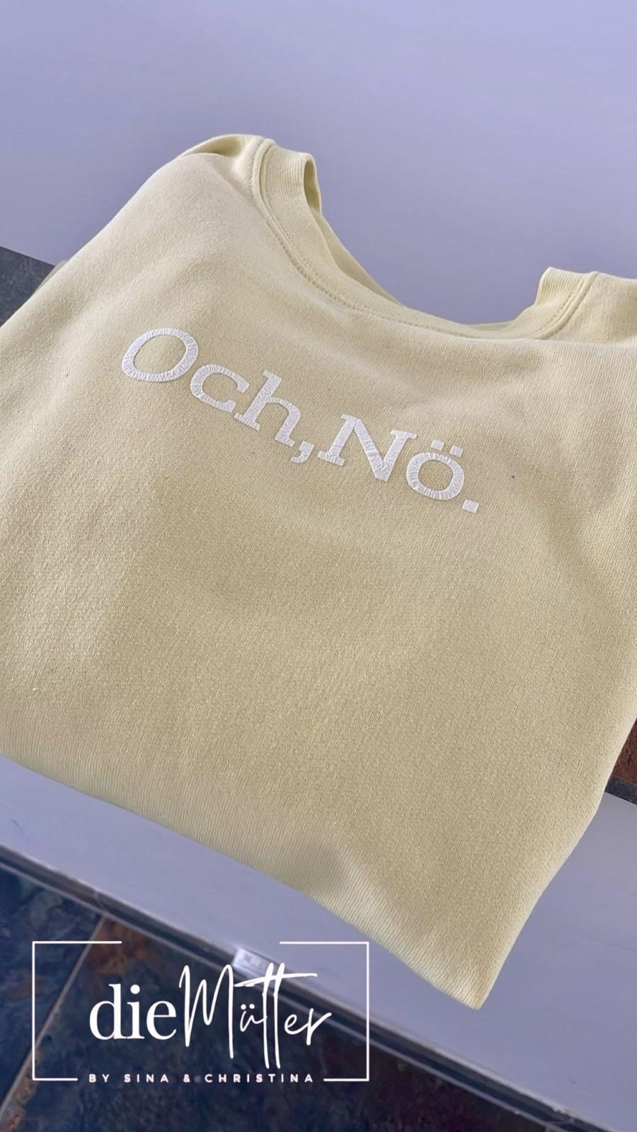 Statement-Sweatshirt „och, nö!“ – Pastellgelb