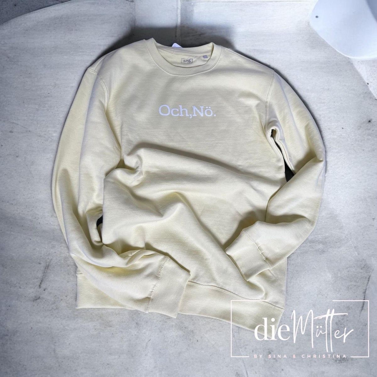 Statement-Sweatshirt „och, nö!“ – Pastellgelb