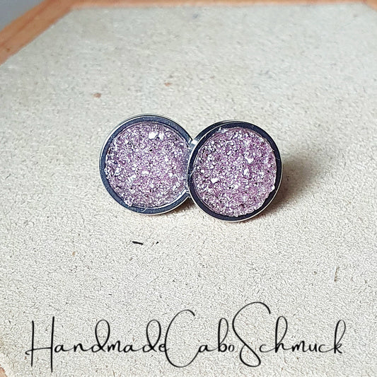 Ohrringe „Druzy Rosa“ – 10 mm