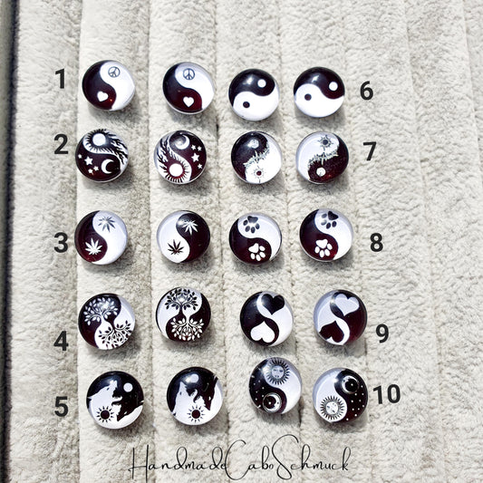 Ohrringe „Yin Yang Schwarz Weiß“ – 12 mm