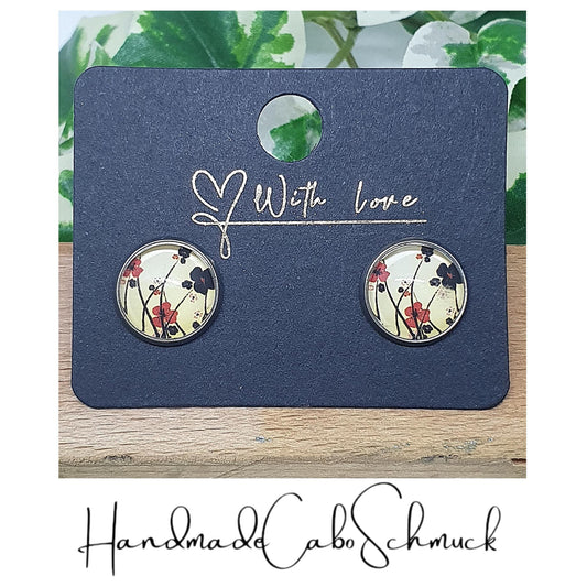 Ohrringe „Blumen Blüten Motiv Beige“ – 12 mm