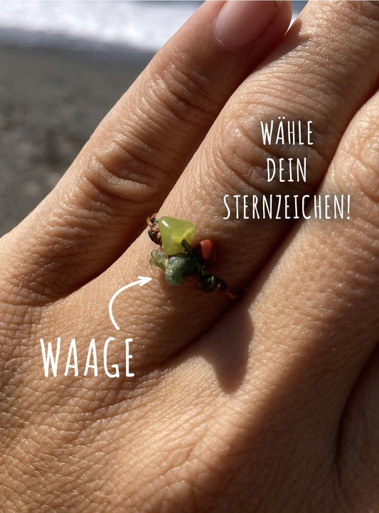 Helferbändchen® Sternzeichen-Ring mit Edelsteinen