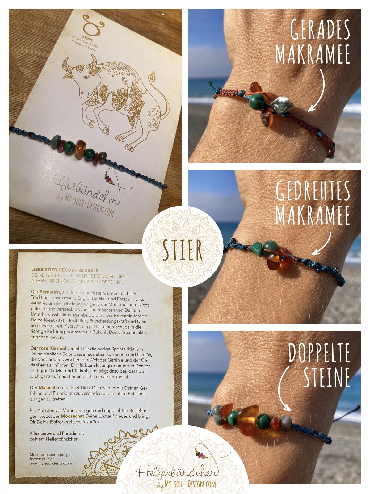 Helferbändchen® Sternzeichen-Makramee-Armband mit Edelsteinen