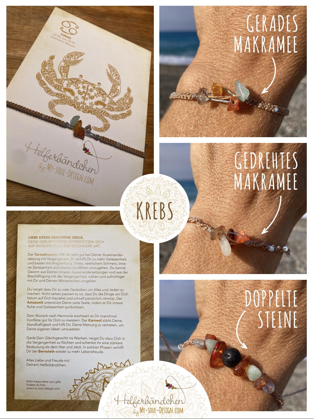 Helferbändchen® Sternzeichen-Makramee-Armband mit Edelsteinen