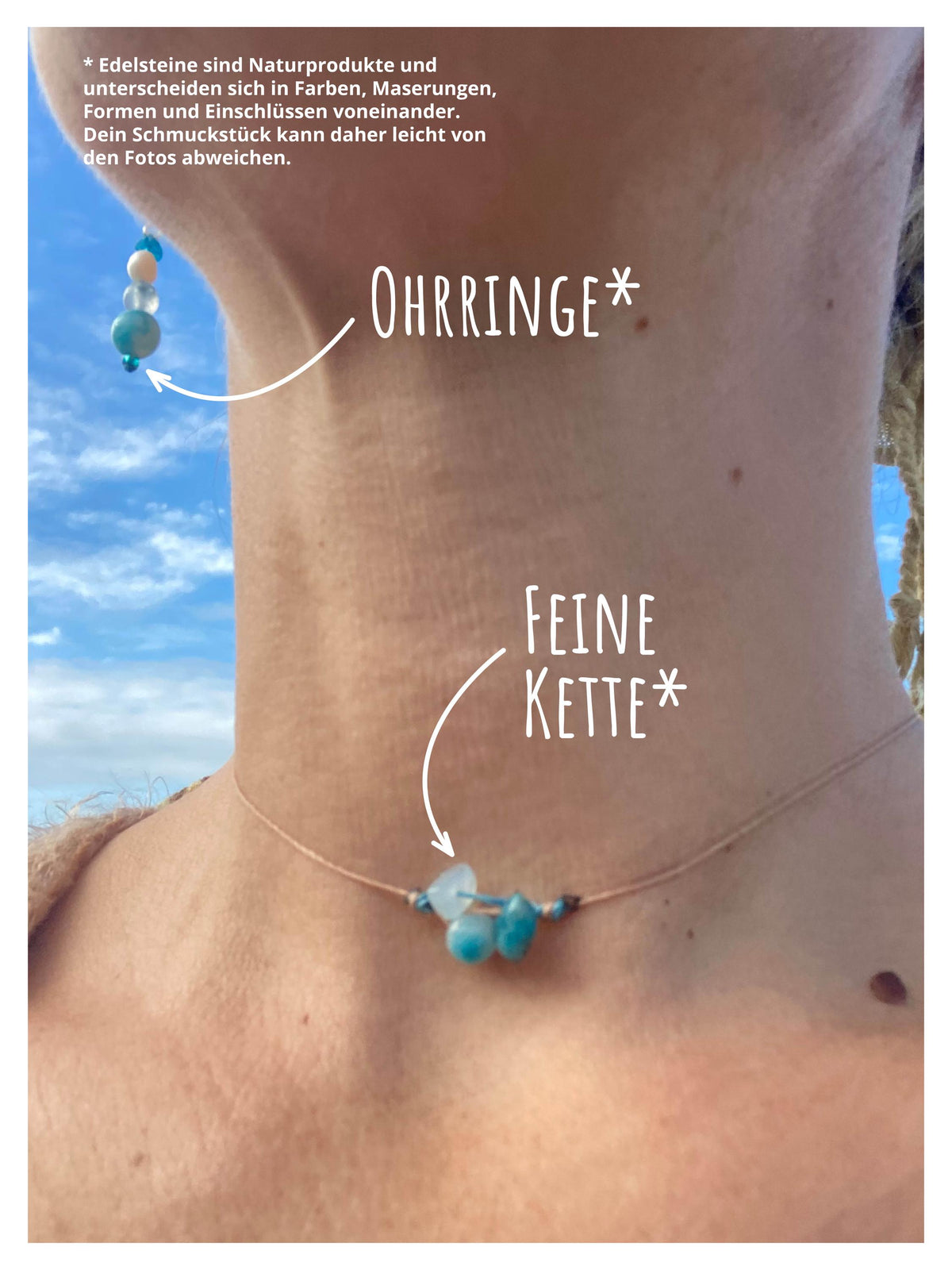 Helferbändchen® Delfin-Energie – Edelsteinschmuck mit Aquamarin, Larimar, Apatit und Süßwasserperle