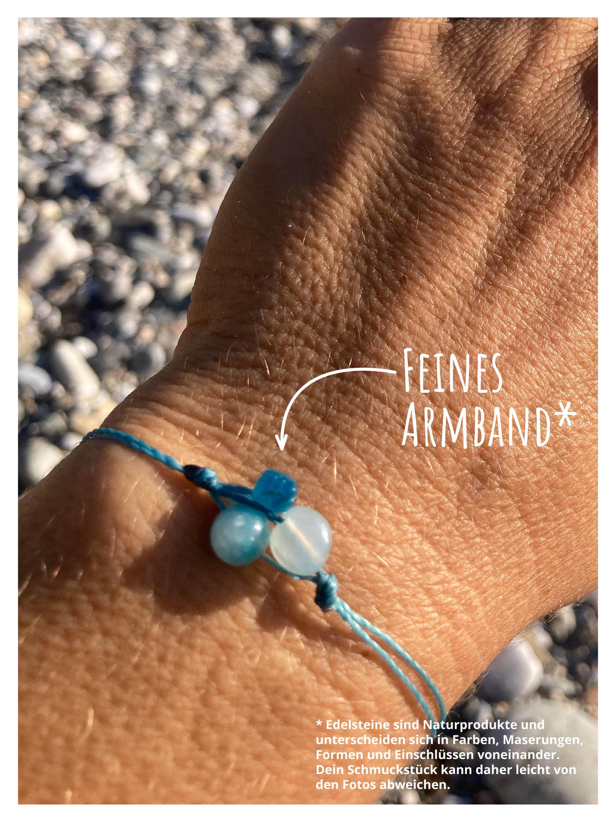 Helferbändchen® Delfin-Energie – Edelsteinschmuck mit Aquamarin, Larimar, Apatit und Süßwasserperle