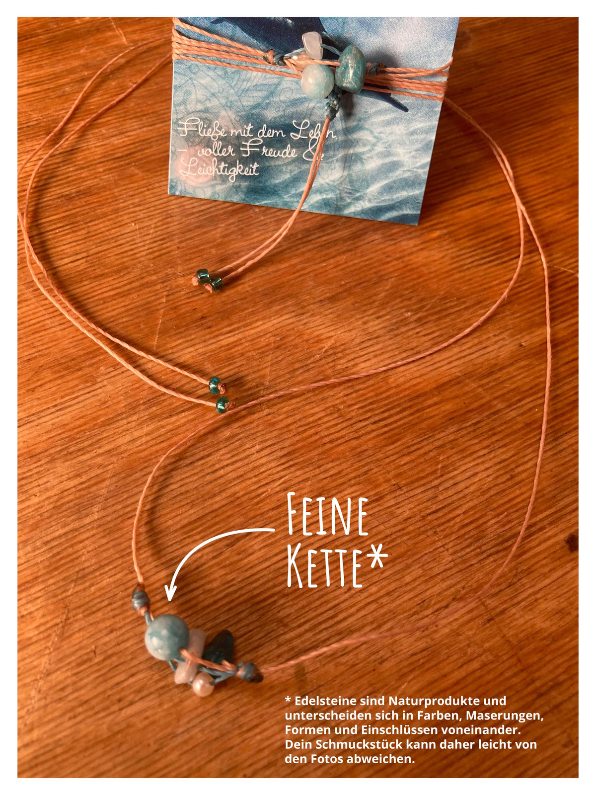 Helferbändchen® Delfin-Energie – Edelsteinschmuck mit Aquamarin, Larimar, Apatit und Süßwasserperle
