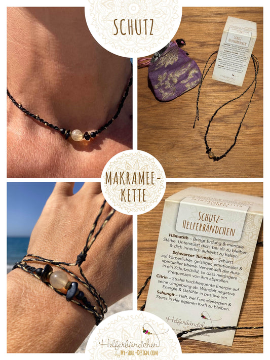 Helferbändchen® Schutz – Edelsteinschmuck mit Hämatit, schwarzem Turmalin, Citrin und Schungit