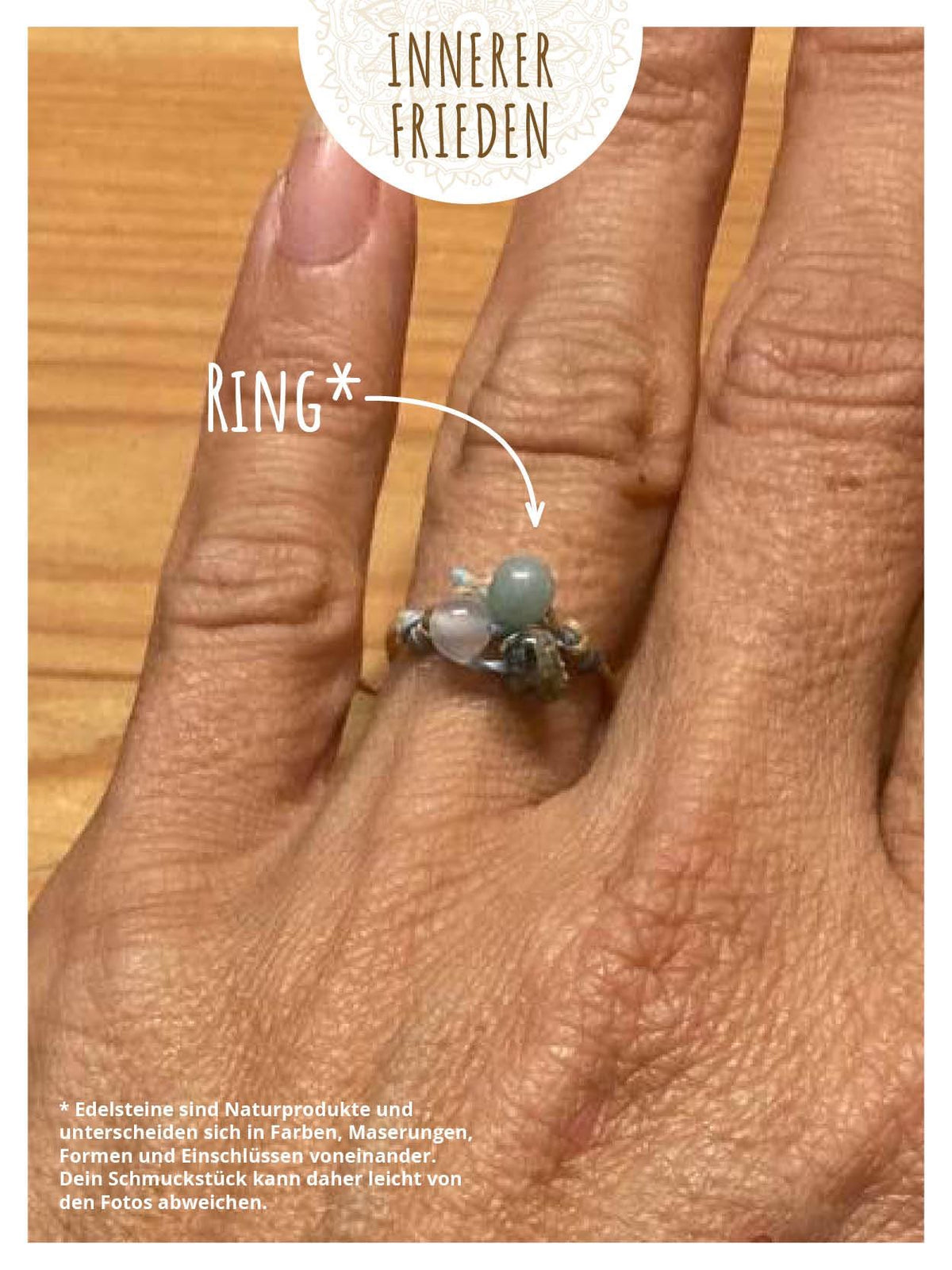 Helferbändchen® Innerer Frieden – Edelsteinschmuck mit Friedensachat, Amazonit, Larimar und Chrysokoll