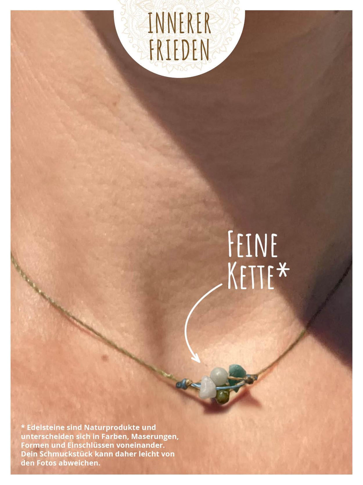 Helferbändchen® Innerer Frieden – Edelsteinschmuck mit Friedensachat, Amazonit, Larimar und Chrysokoll