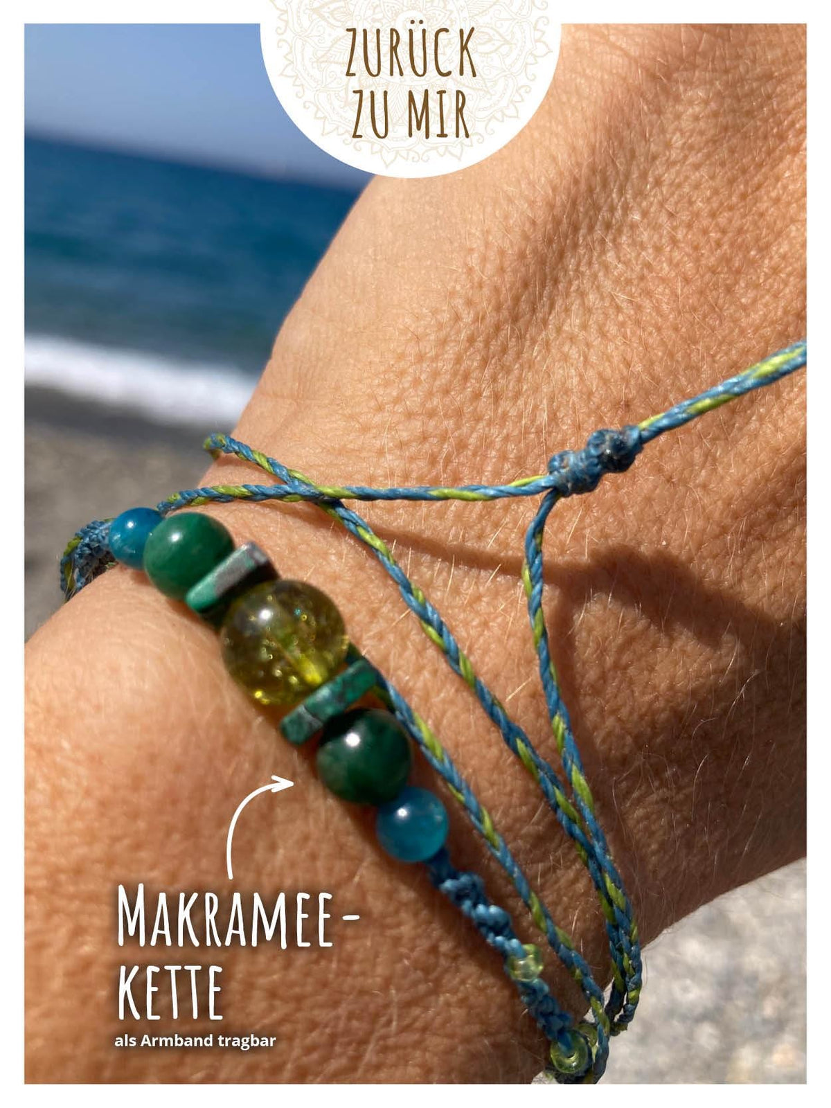 Helferbändchen® Zurück zu mir – Edelsteinschmuck mit Peridot, Chrysokoll, Smaragd und Apatit