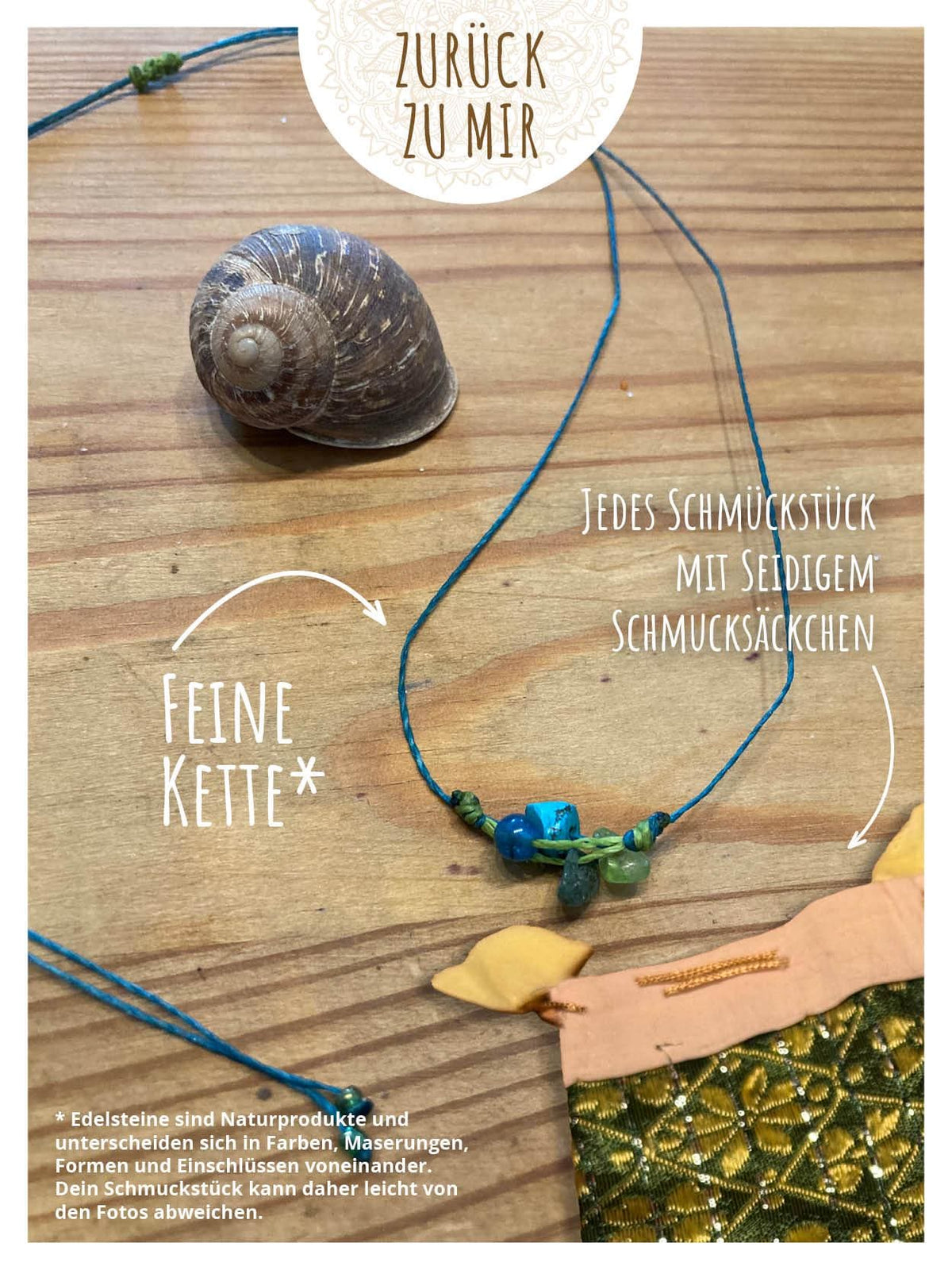 Helferbändchen® Zurück zu mir – Edelsteinschmuck mit Peridot, Chrysokoll, Smaragd und Apatit