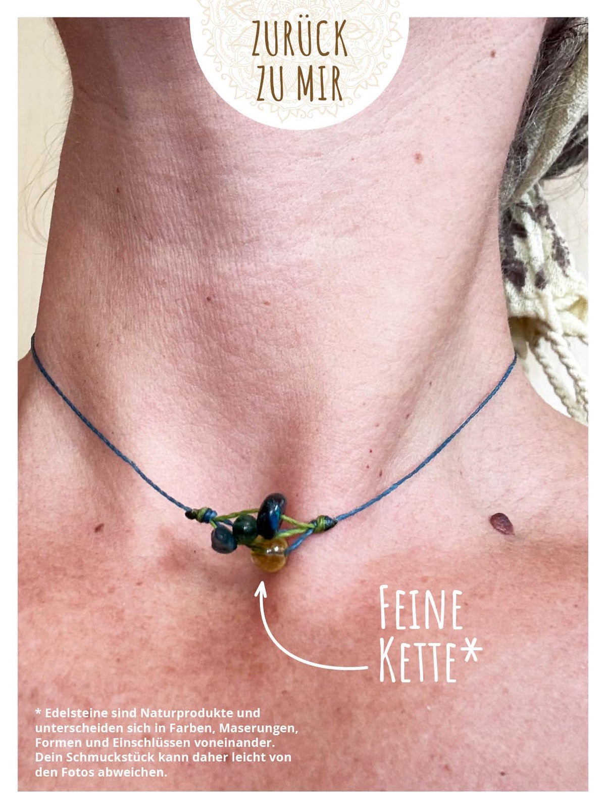 Helferbändchen® Zurück zu mir – Edelsteinschmuck mit Peridot, Chrysokoll, Smaragd und Apatit