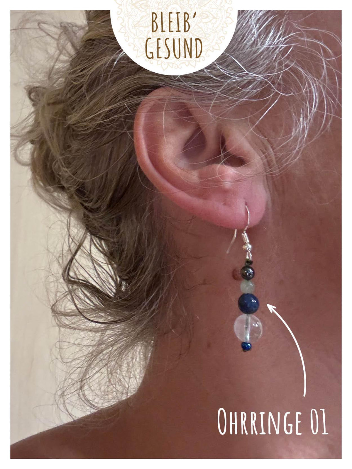 Helferbändchen® Genesungswünsche – Edelsteinschmuck mit Bergkristall, Aventurin, Hämatit und Lapislazuli