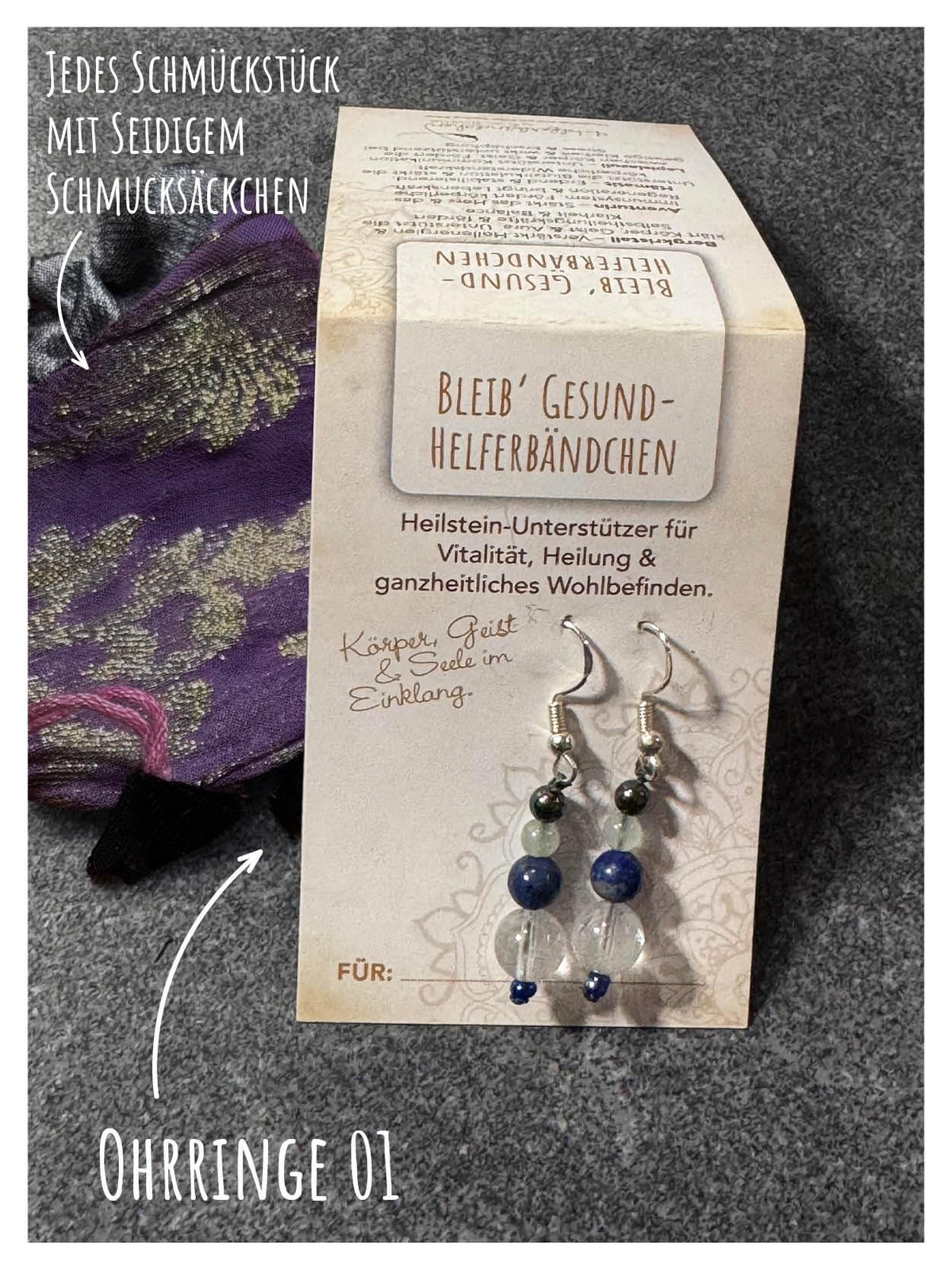 Helferbändchen® Genesungswünsche – Edelsteinschmuck mit Bergkristall, Aventurin, Hämatit und Lapislazuli