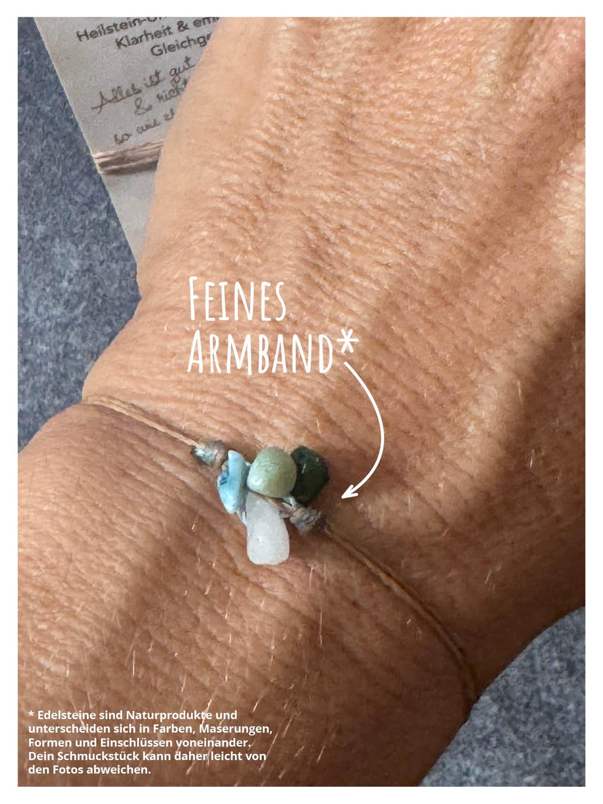 Helferbändchen® Innerer Frieden – Edelsteinschmuck mit Friedensachat, Amazonit, Larimar und Chrysokoll