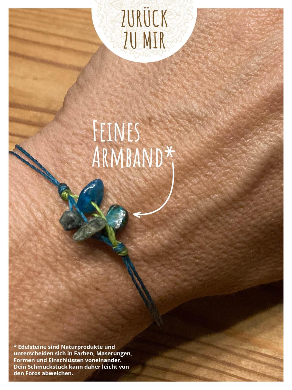 Helferbändchen® Zurück zu mir – Edelsteinschmuck mit Peridot, Chrysokoll, Smaragd und Apatit