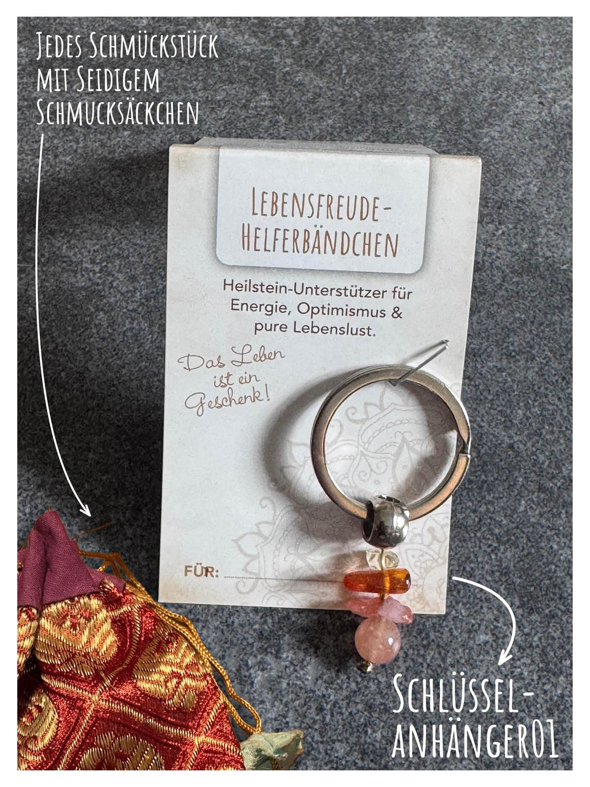 Helferbändchen® Lebensfreude – Edelsteinschmuck mit Citrin, Sonnenstein, Karneol und Bernstein