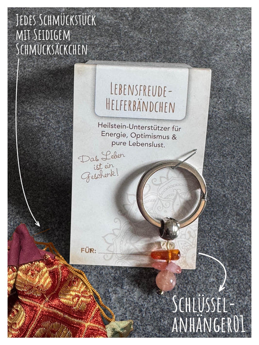 Helferbändchen® Lebensfreude – Edelsteinschmuck mit Citrin, Sonnenstein, Karneol und Bernstein