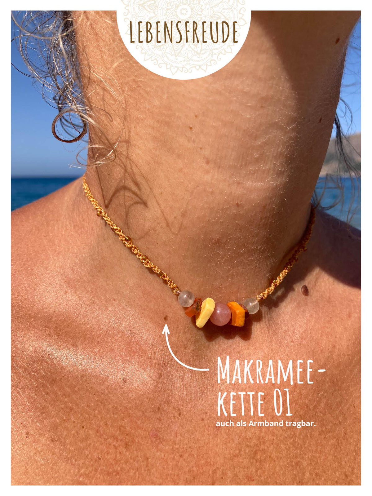 Helferbändchen® Lebensfreude – Edelsteinschmuck mit Citrin, Sonnenstein, Karneol und Bernstein