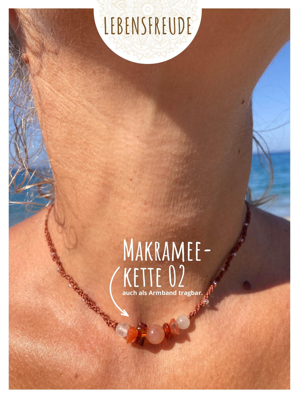 Helferbändchen® Lebensfreude – Edelsteinschmuck mit Citrin, Sonnenstein, Karneol und Bernstein