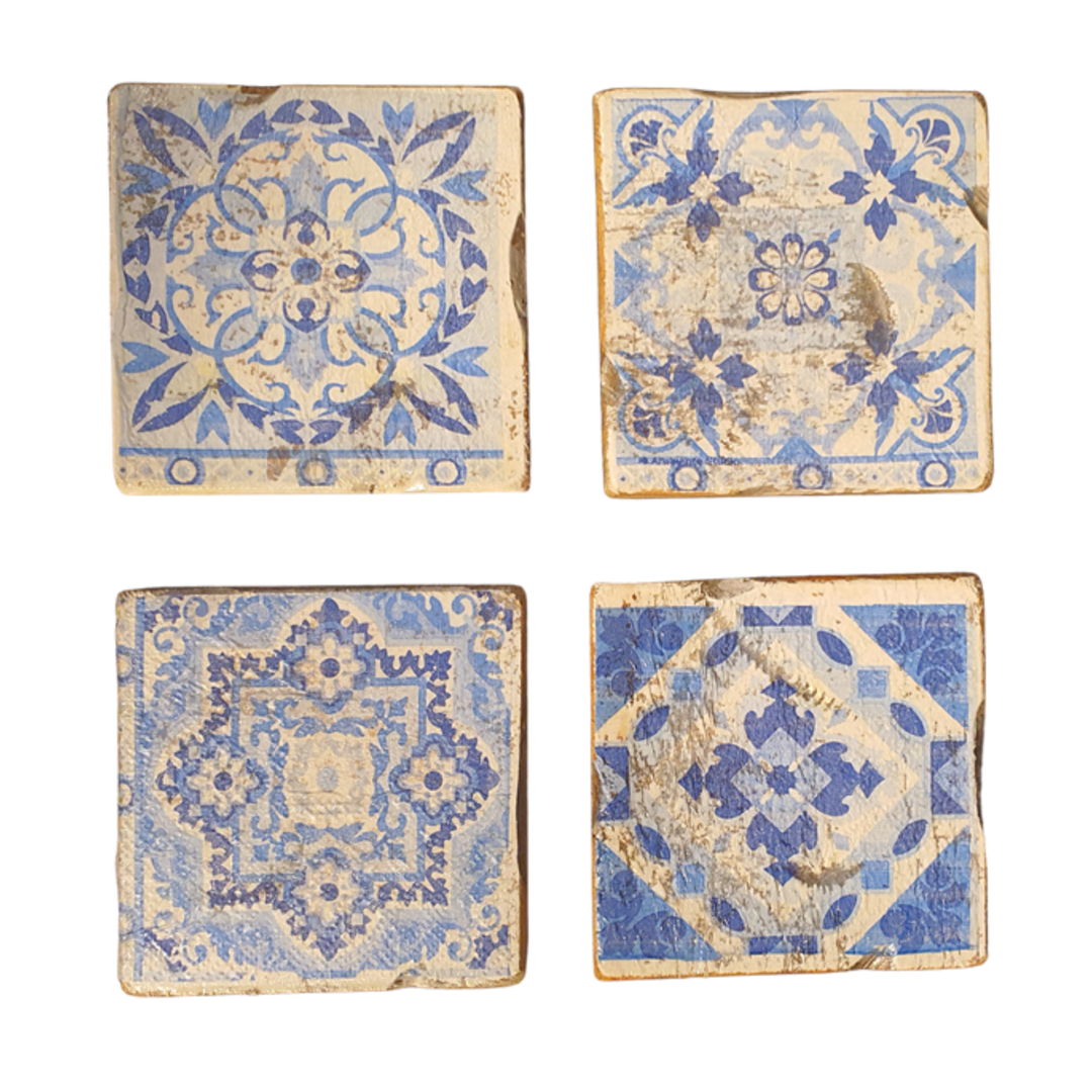 Untersetzer Old Dutch Fliese blau, 4er-Set 9 x 9 cm