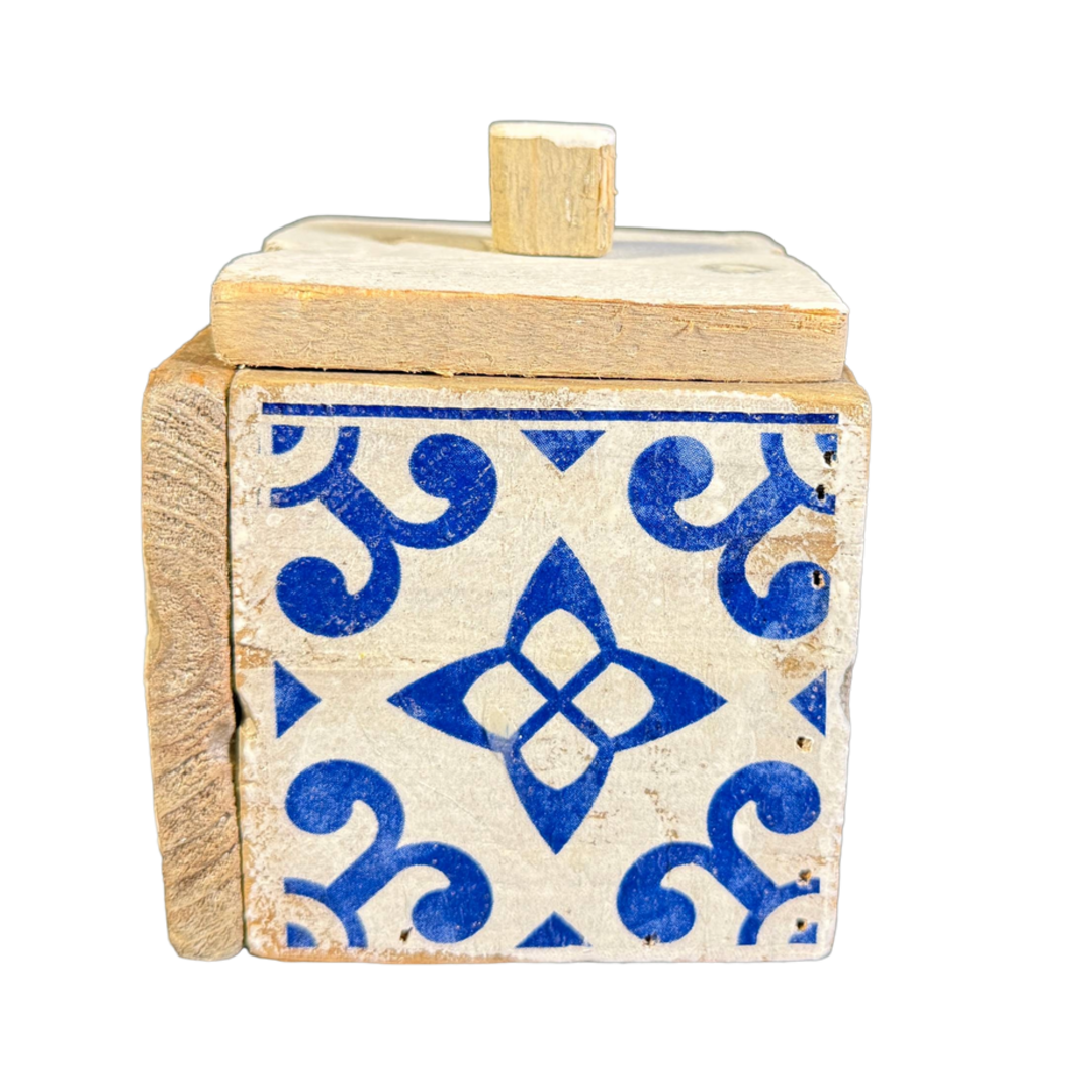 Geschenkbox Old Dutch Fliese skandinavisch blau, 10 x 10 x 12 cm